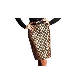 Women's Ann Taylor skirt leopard gold brown pencil straight mini casual size 4.